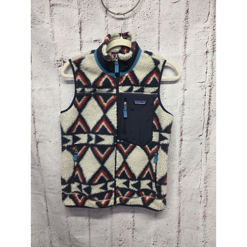 Patagonia Women's Classic Retro X Deep Pile Fleece Vest Size S Geometric‎ Print